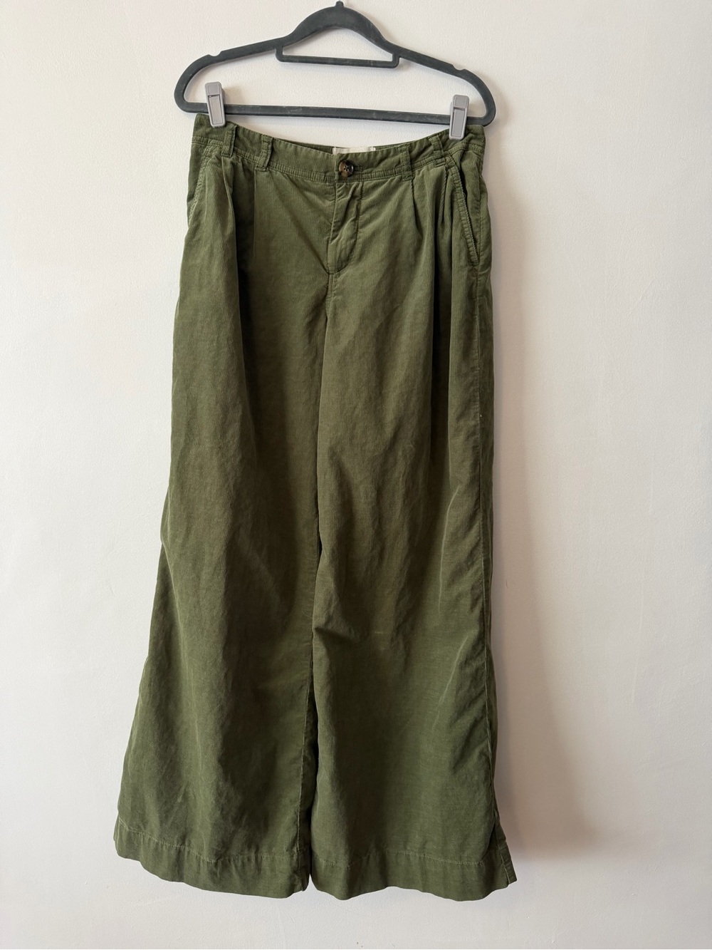 Anthropologie Olive Corduroy High-Rise Wide Leg Pants 26